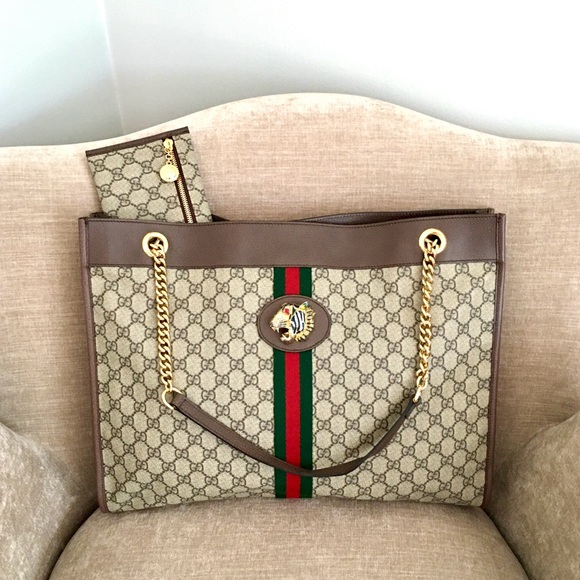 Authentic Gucci Rajah large tote bag brown monogram coated canvas - Picture 1 of 15